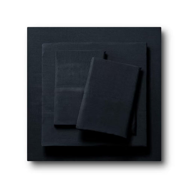4-Piece Black Solid Color Bamboo Blend Queen Sheet Set
