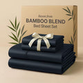 4-Piece Black Solid Color Bamboo Blend Queen Sheet Set