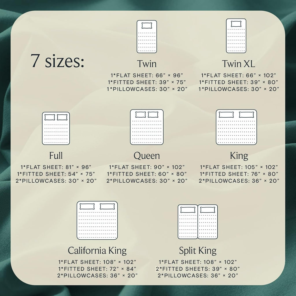 Cal King Size Sheets Set, Cooling & Soft Deep Pocket Bed Sheets, 4PC