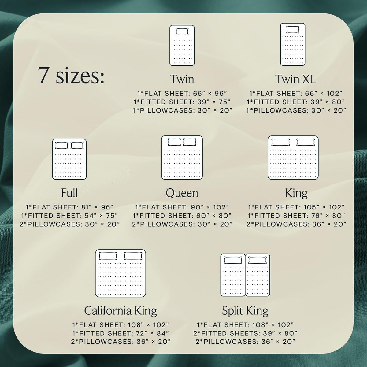 Cal King Size Sheets Set, Cooling & Soft Deep Pocket Bed Sheets, 4PC