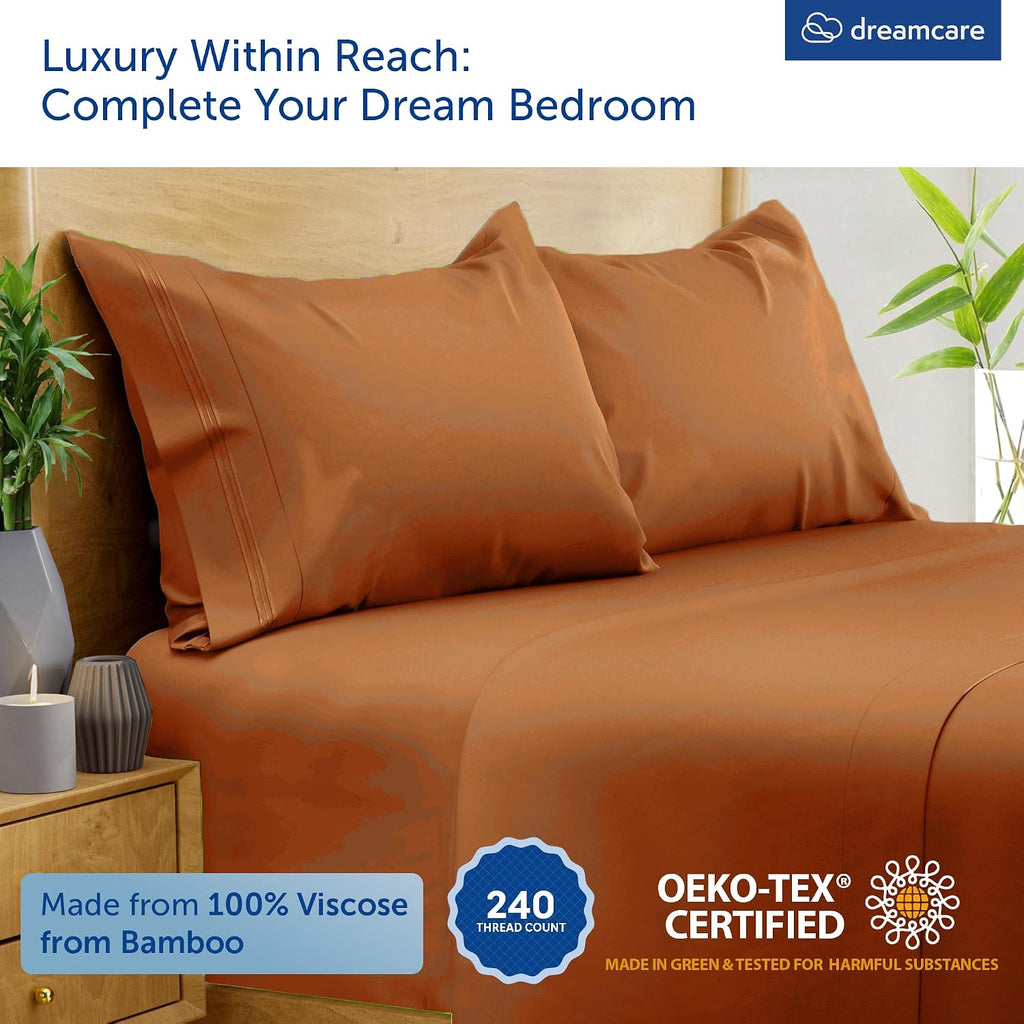 100% Rayon Bamboo Sheets Queen Size - 4Pc Cooling Sheets Queen